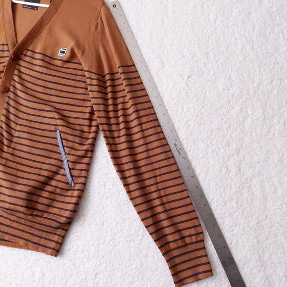 G-Star Raw Correctline Hari Brown and Blue Striped Cardigan NWT Men's Sz L - Picture 10 of 16